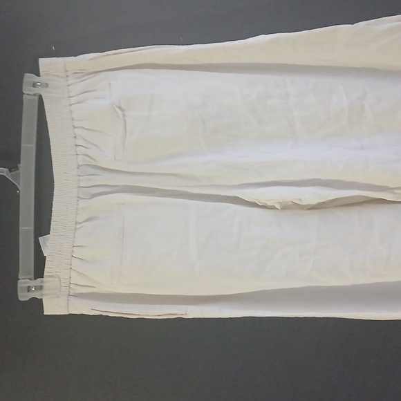 GUC Banana Republic Wide Leg Crop White Linen Blend Pants Size Medium - Picture 4 of 7